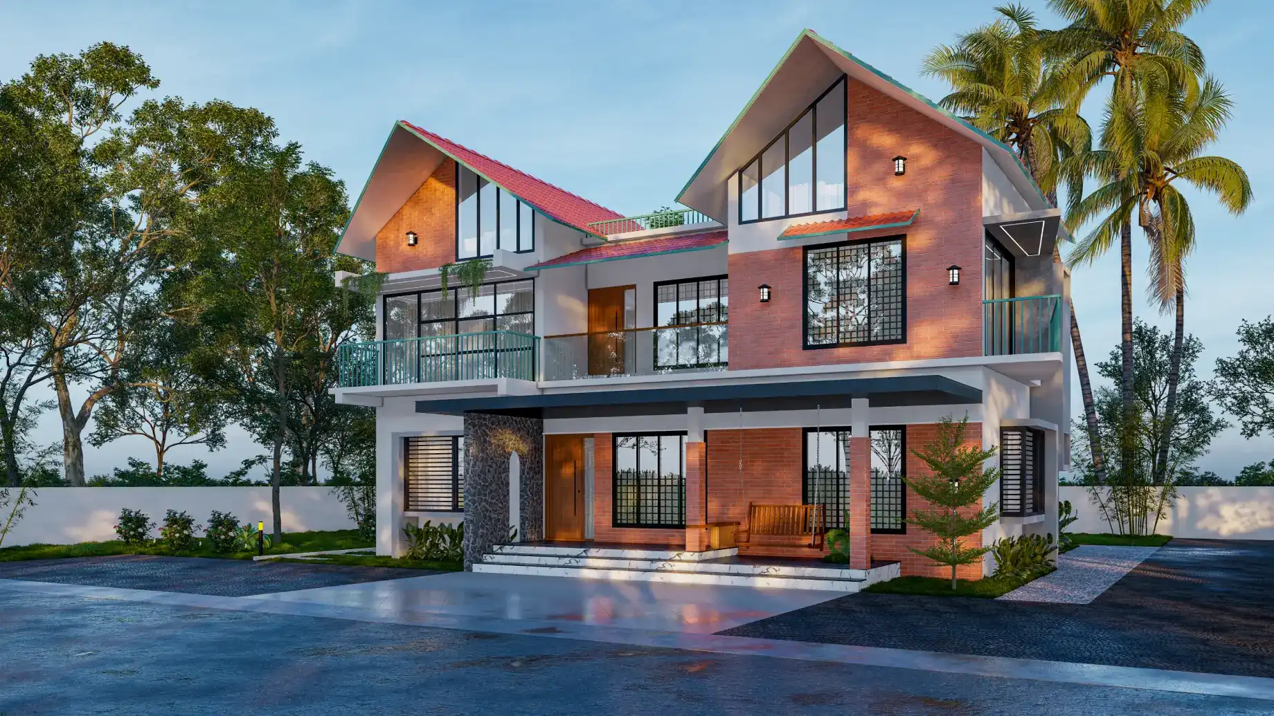 Nous Creons architects and site engineers discussing a residential project in Wayanad.